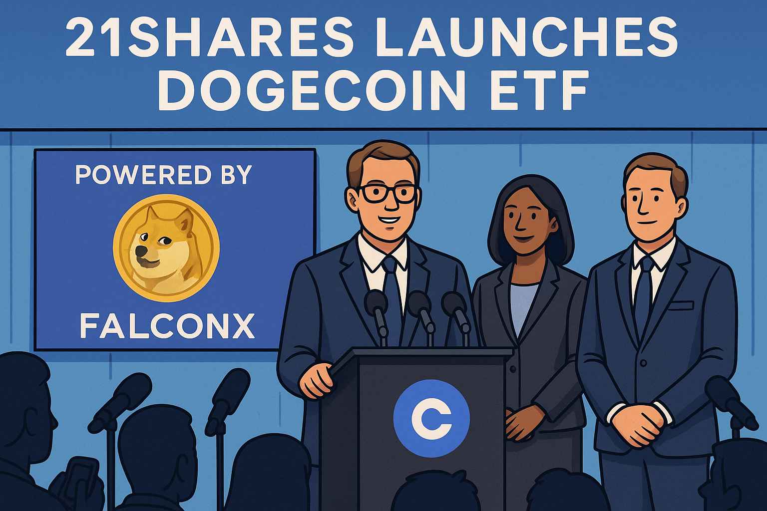 Pasibaigus „FalconX“ sandoriui, „21Shares“ išleidžia 2x Dogecoin ETF